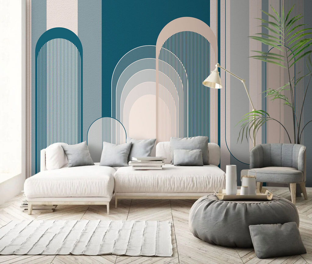 Arcos pastel em faixas — interior 3