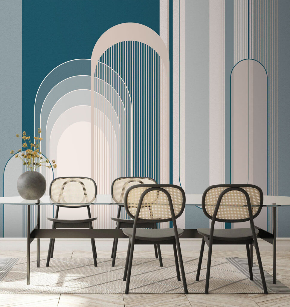 Arcos pastel em faixas — interior 1