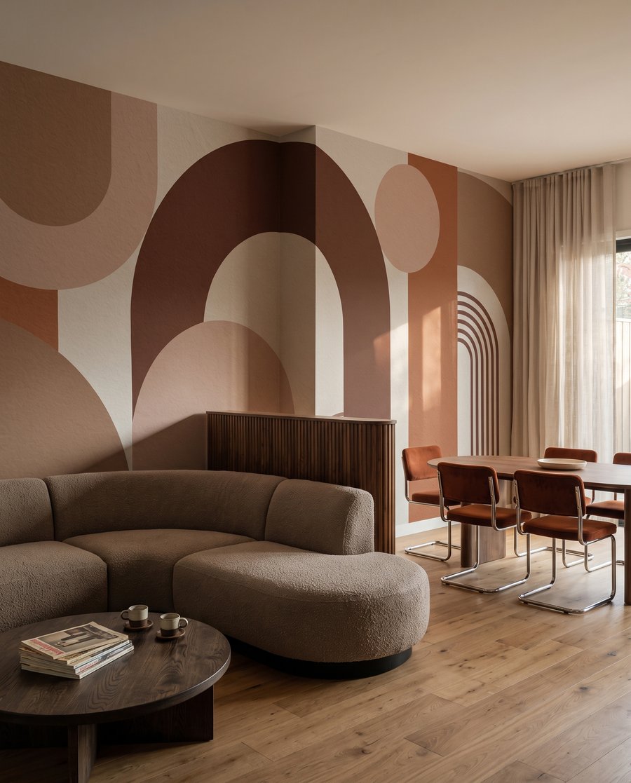 Arcos quentes com nervuras num interior