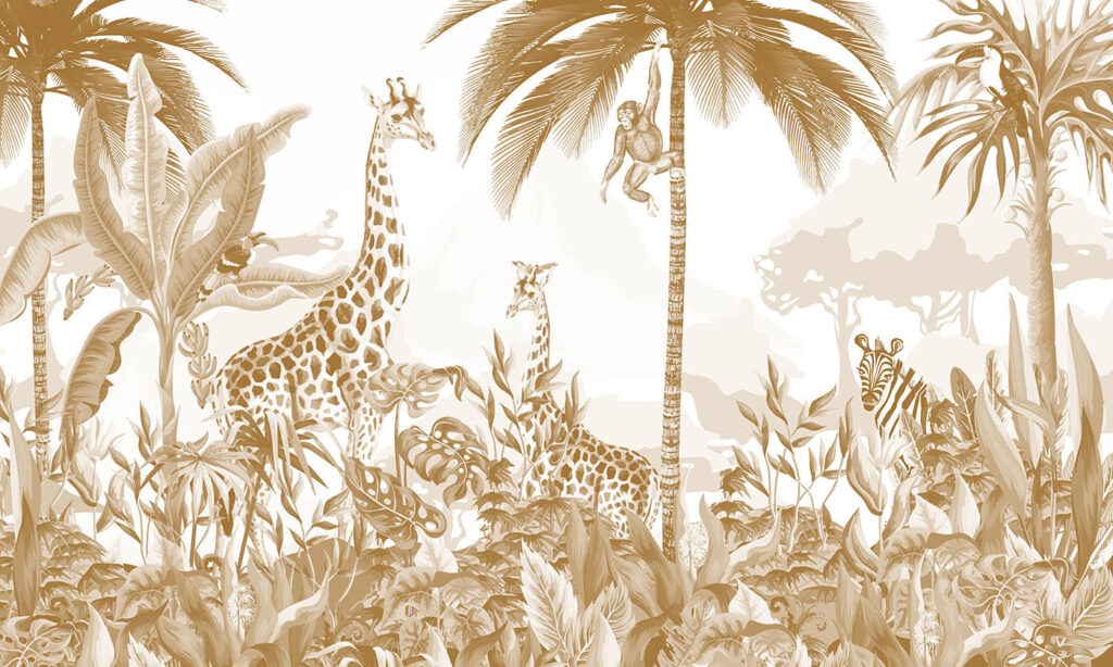 Girafas em verde dourado — design completo