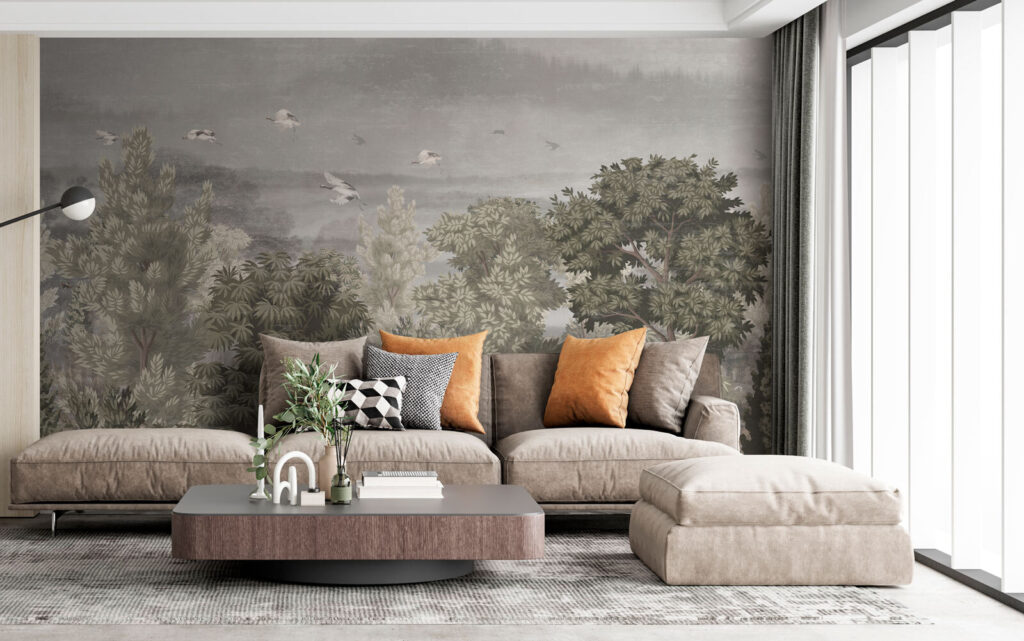 Aves sobre floresta pintada — interior 1