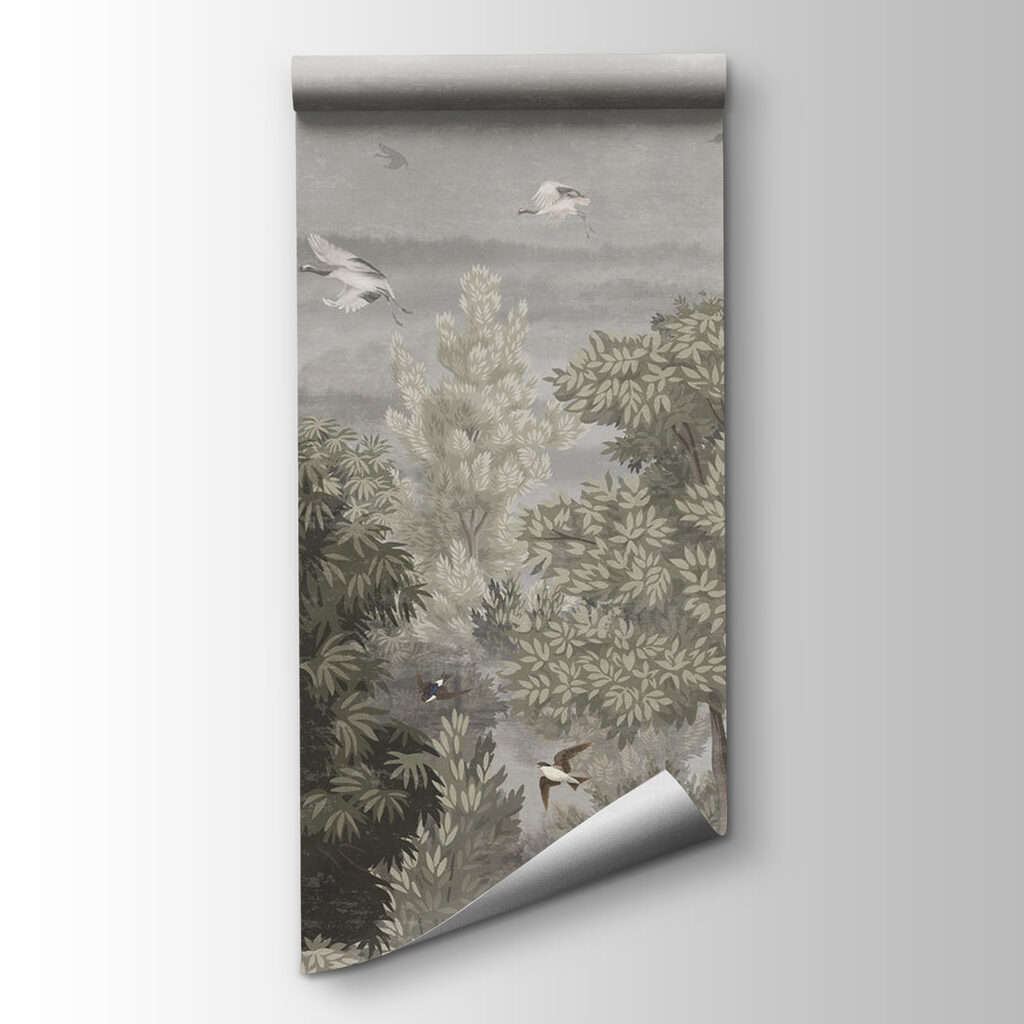 Aves sobre floresta pintada — vista do produto