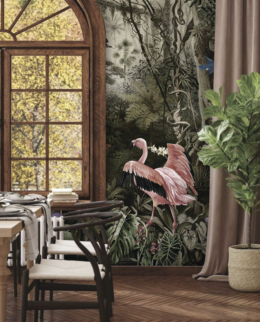 Flamingos entre troncos antigos — interior 5