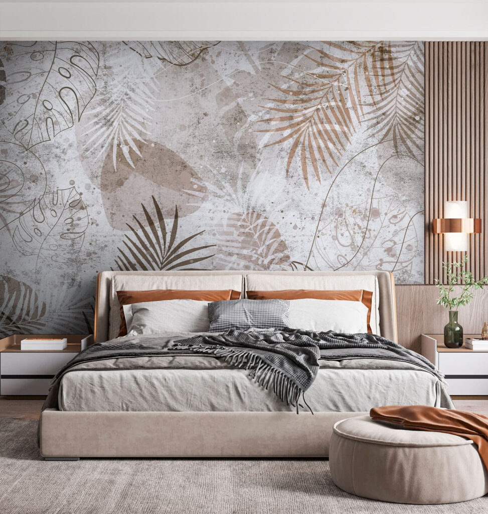 Folhas desgastadas sobre branco num interior