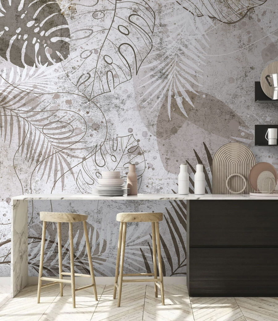 Folhas desgastadas sobre branco — interior 3