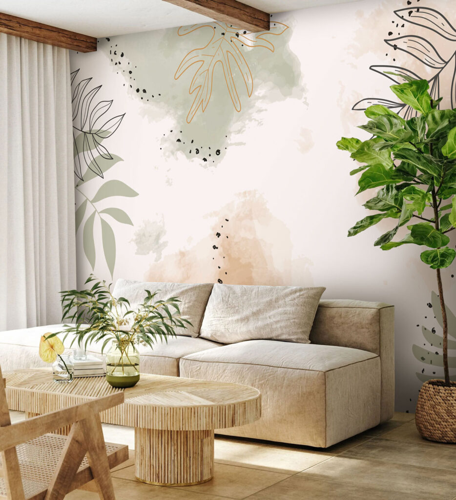 Folhas finas em aguarela — interior 3