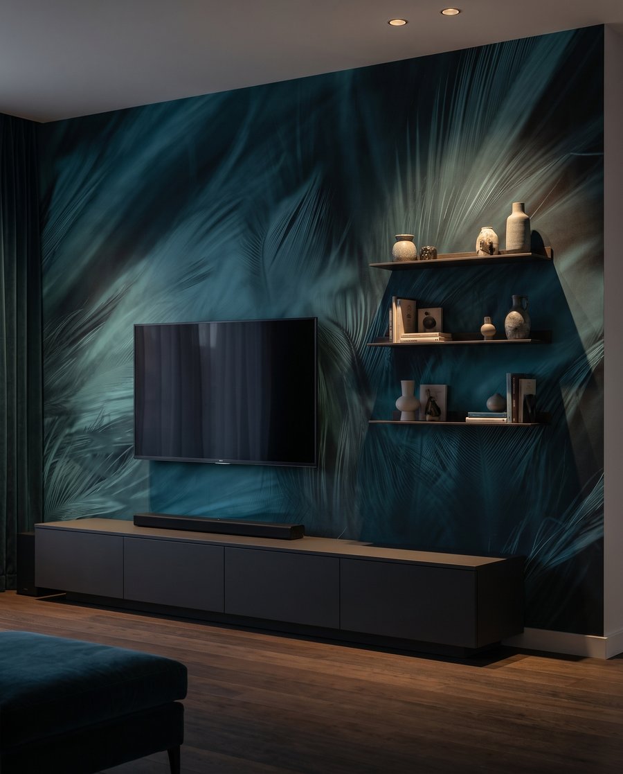 Penas turquesa em movimento — interior 4