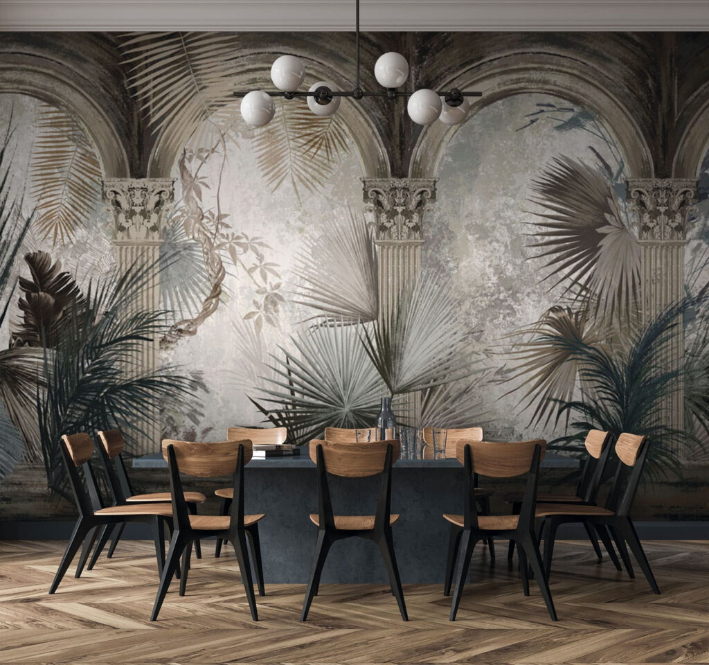 Palmeiras diante de arcadas — interior 4