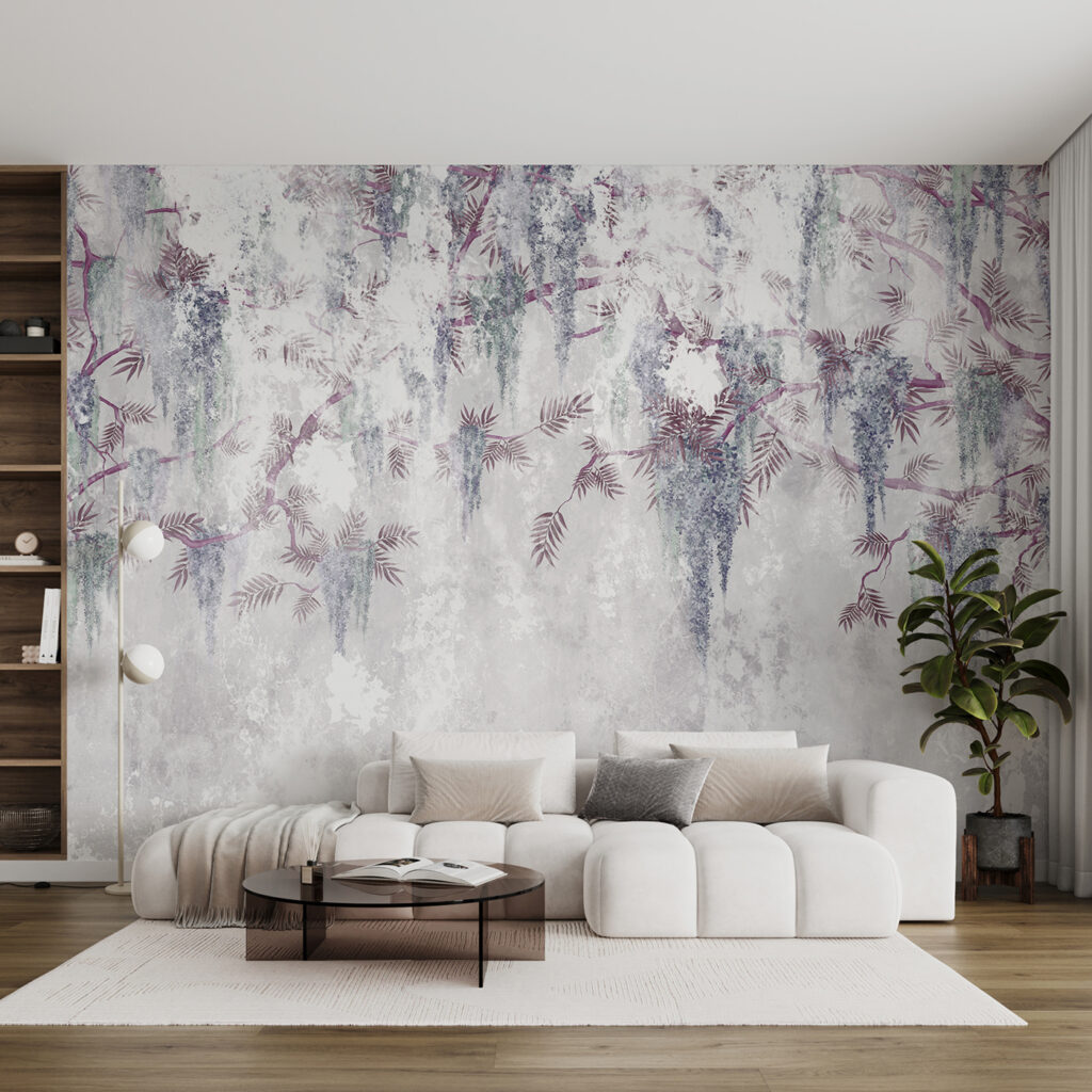 Flores roxas em queda — interior 1