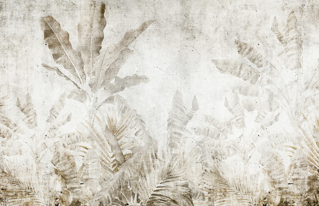 Folhagem tropical sobre branco — design completo