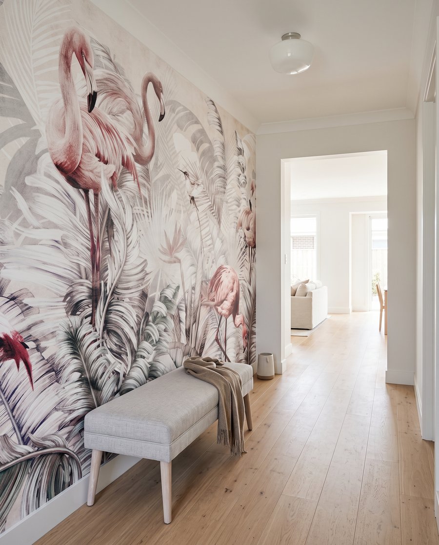 Flamingos entre ramos cinzentos — interior 4