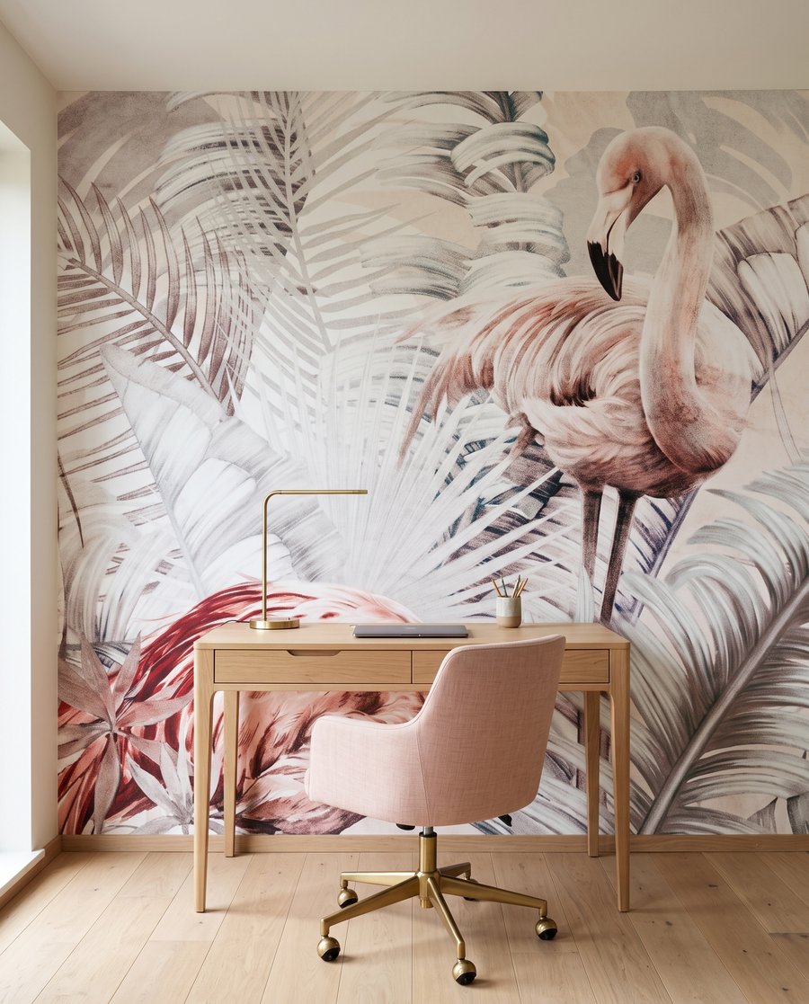 Flamingos entre ramos cinzentos — interior 6