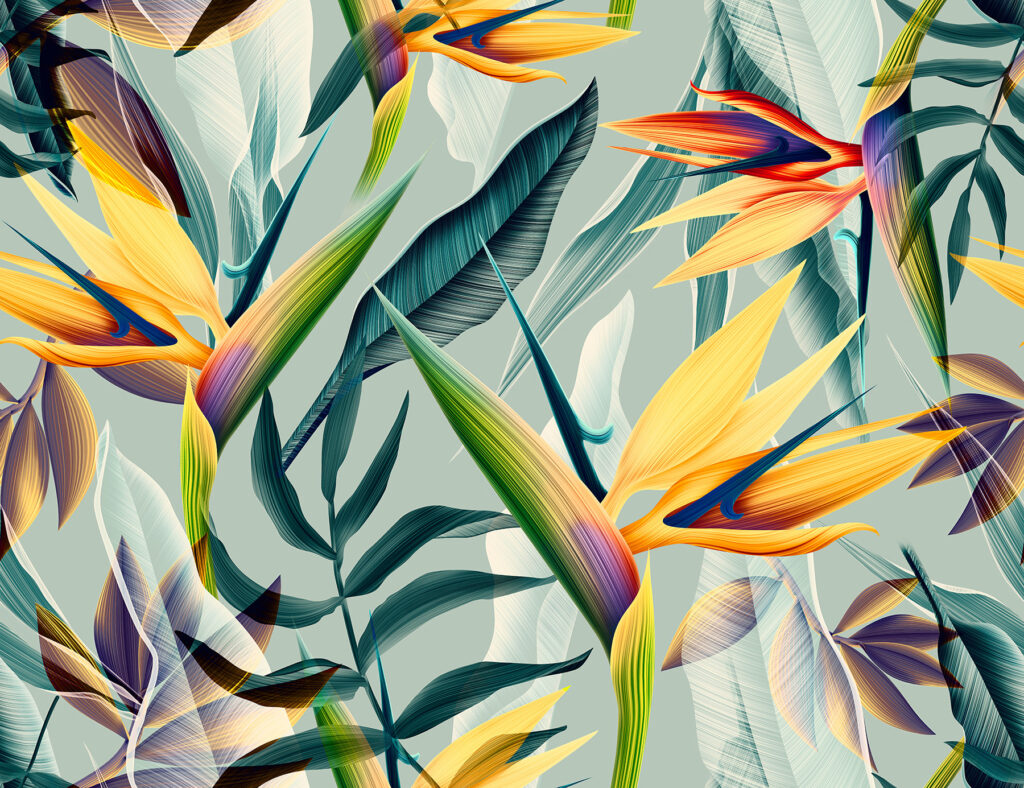 Flores laranja sobre turquesa — design completo