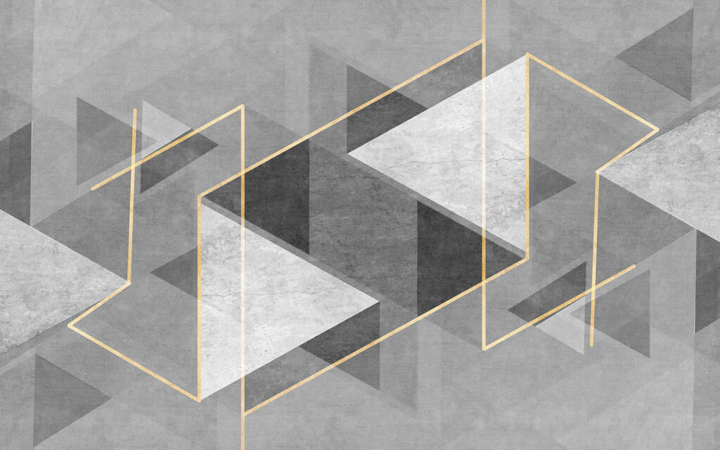 Triângulos em profundidade cinzenta — design completo
