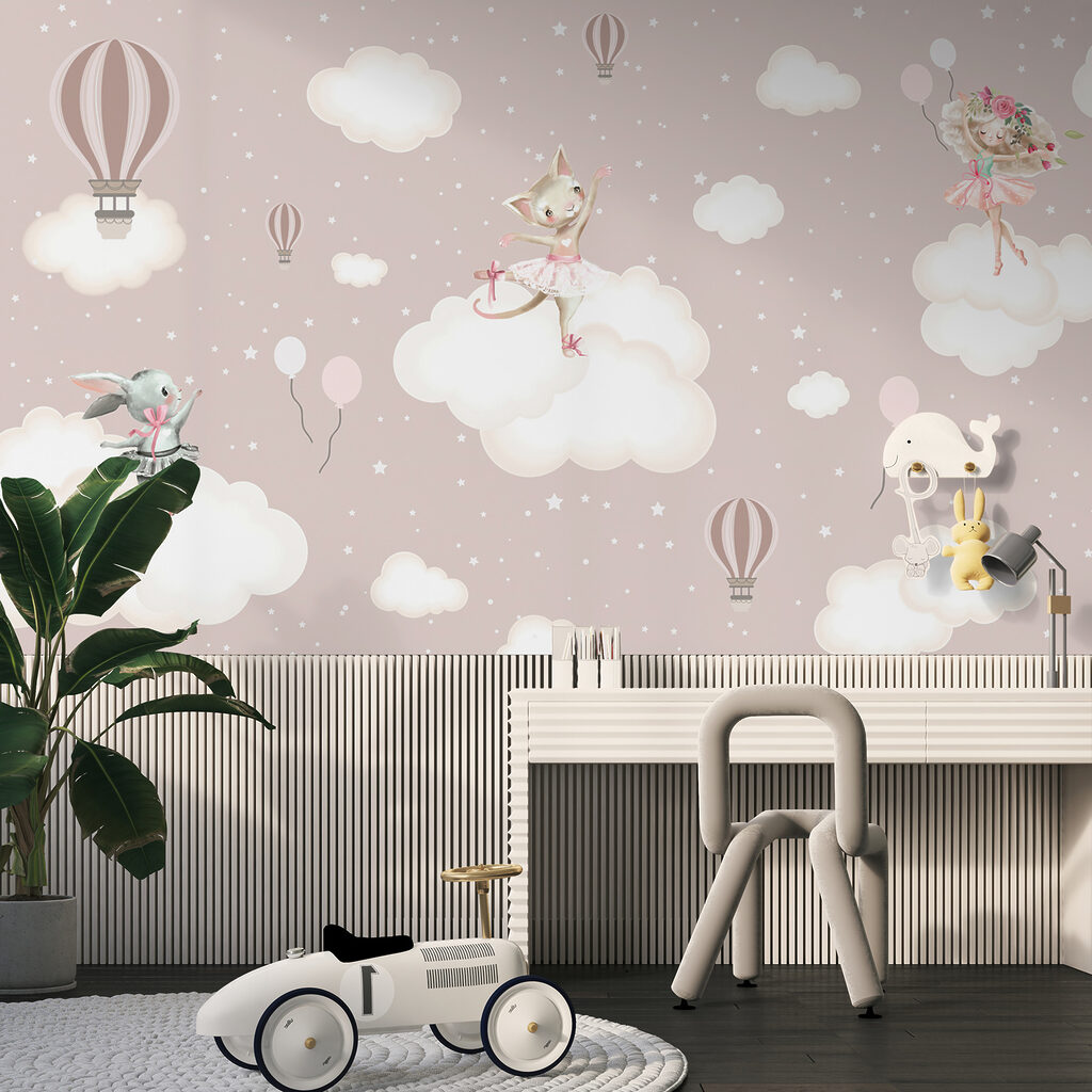 Animais em nuvens rosa — interior 4
