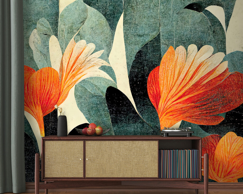 Flores laranja em manchas — interior 1