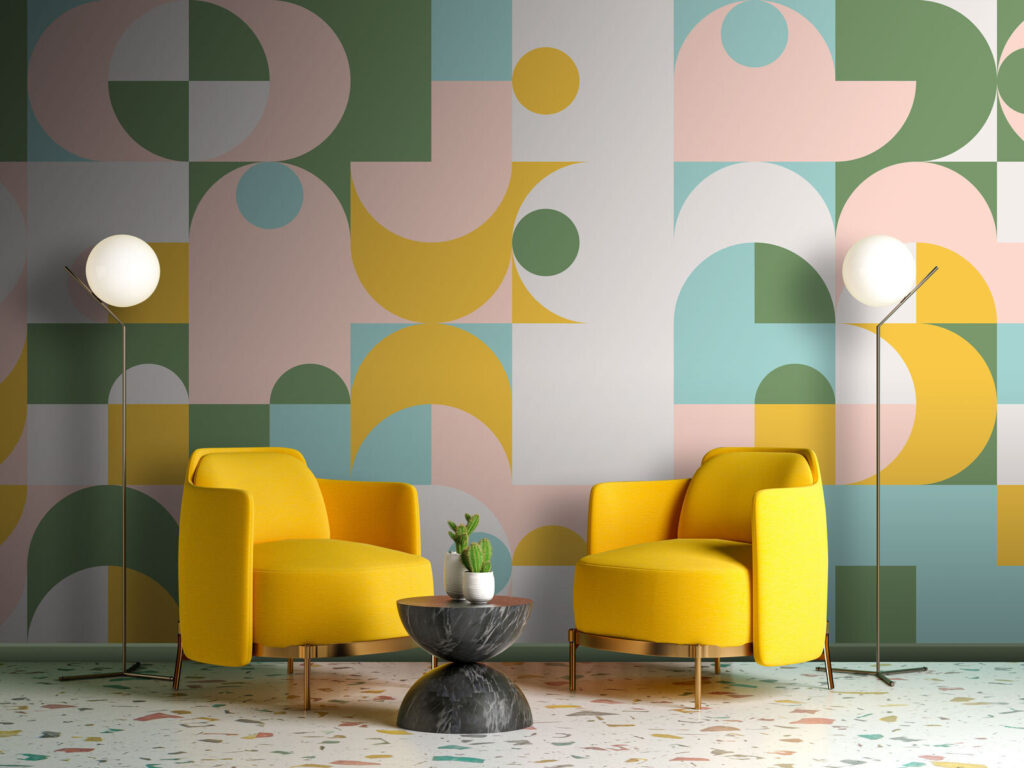 Formas pastel em ritmo — interior 1