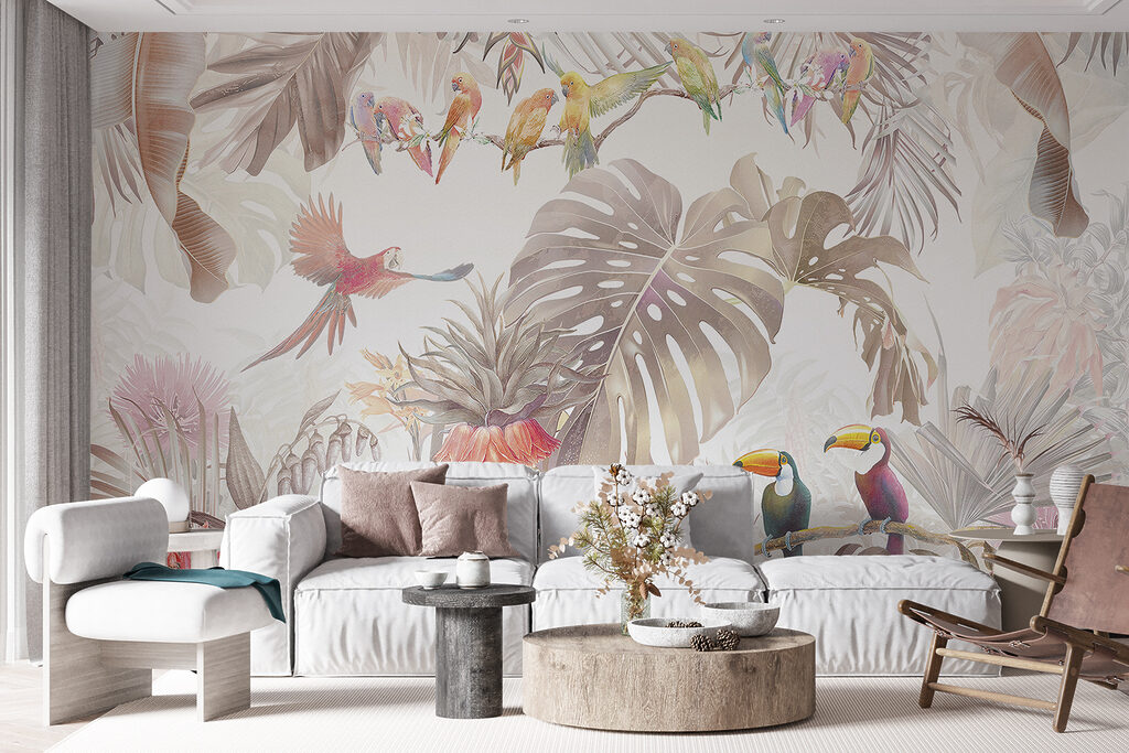 Tucanos entre folhas tropicais — interior 4