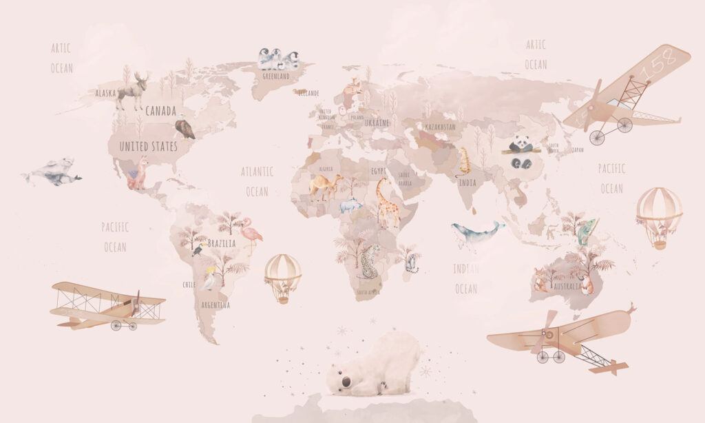 Rotas cor-de-rosa no mapa-múndi — design completo