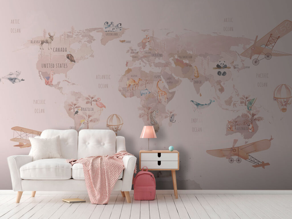 Rotas cor-de-rosa no mapa-múndi — interior 2