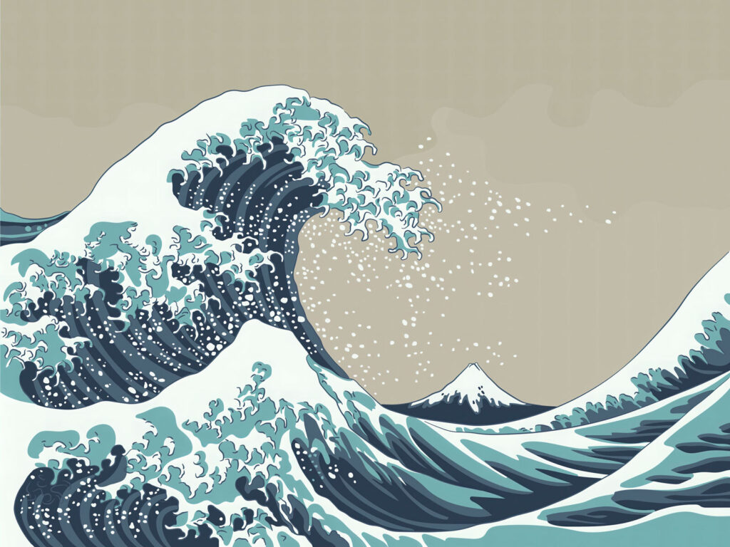 Onda diante da montanha — design completo