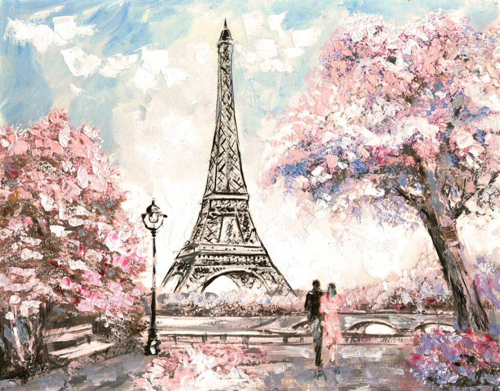 Torre Eiffel entre flores — design completo