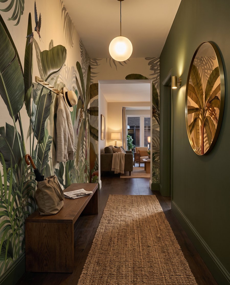 Folhas sobre verde profundo — interior 4