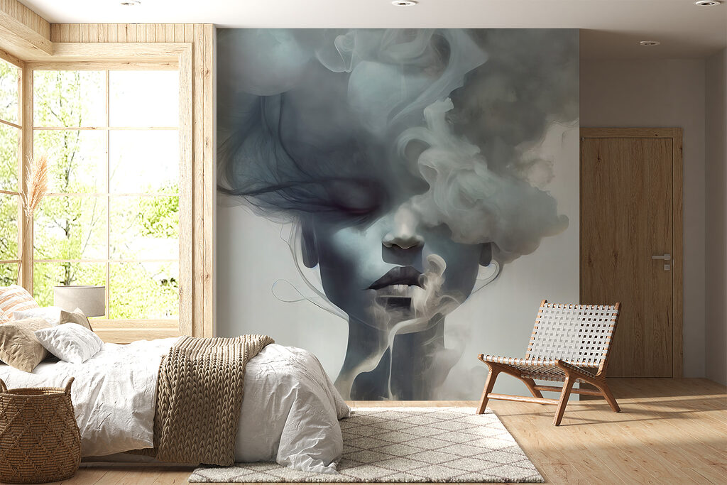 Rosto entre nuvens azuis — interior 5