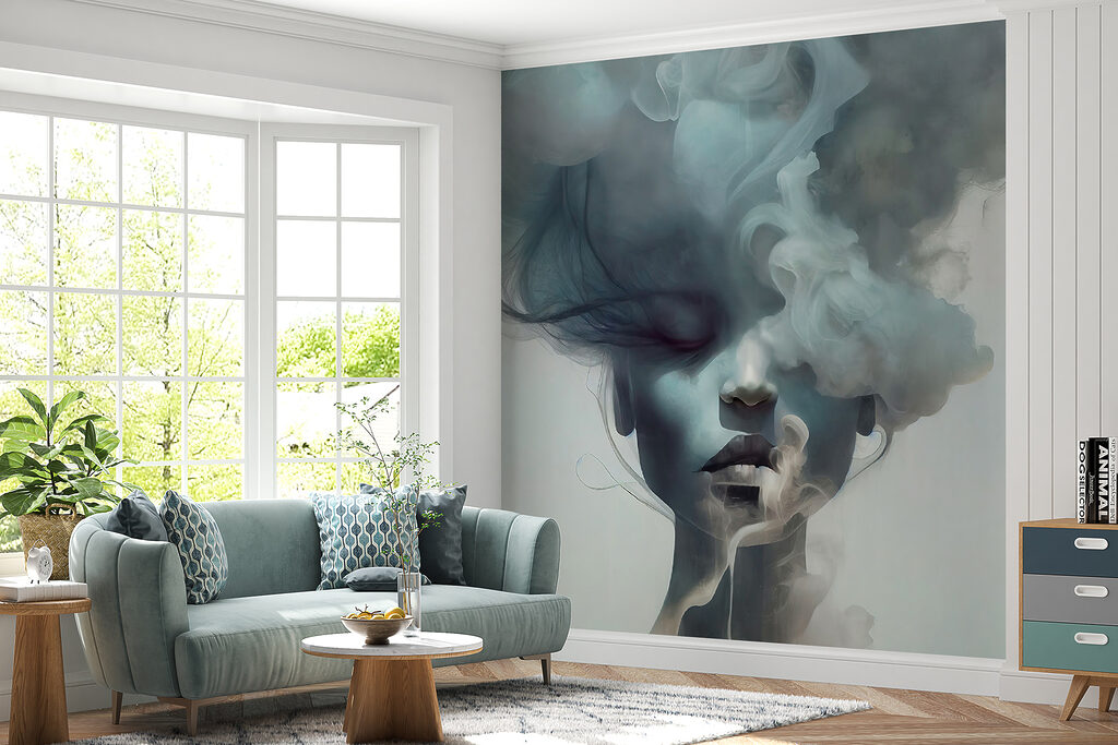 Rosto entre nuvens azuis — interior 6