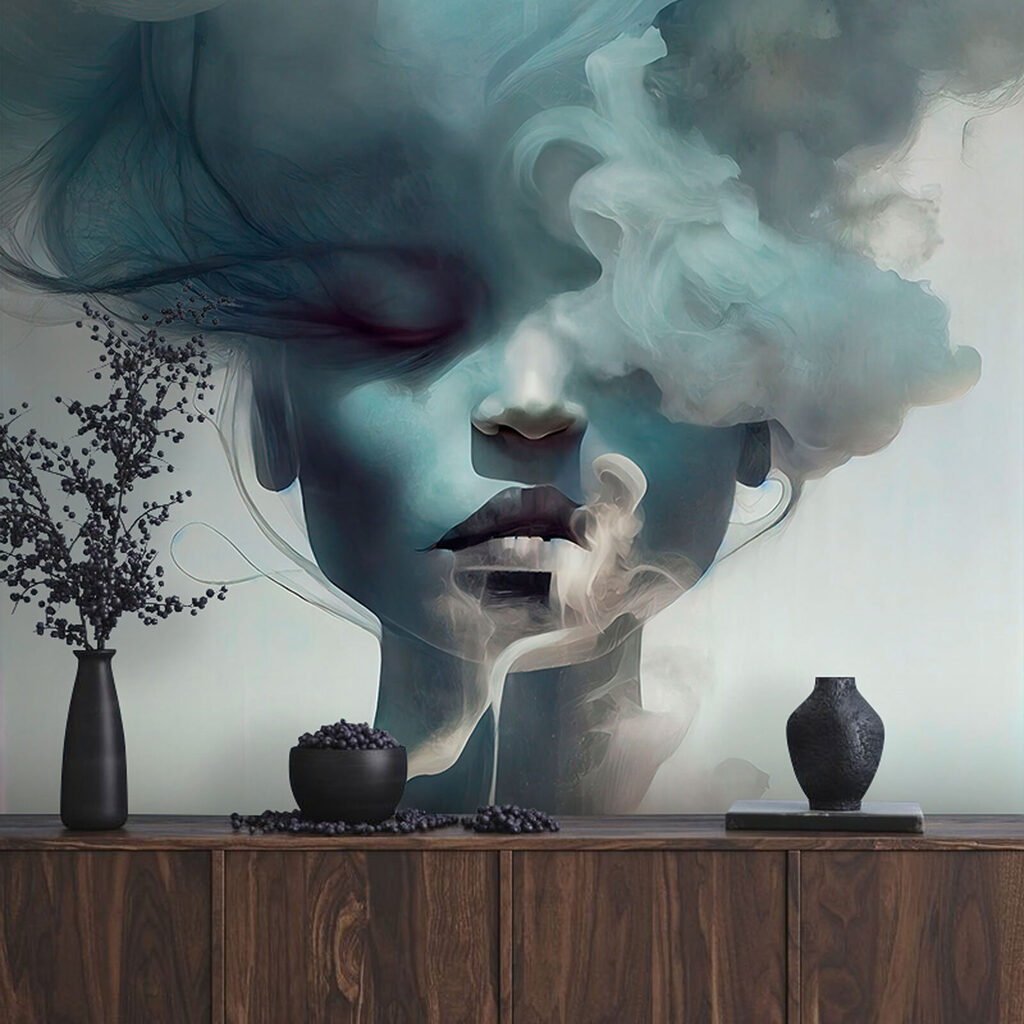 Rosto entre nuvens azuis — interior 7