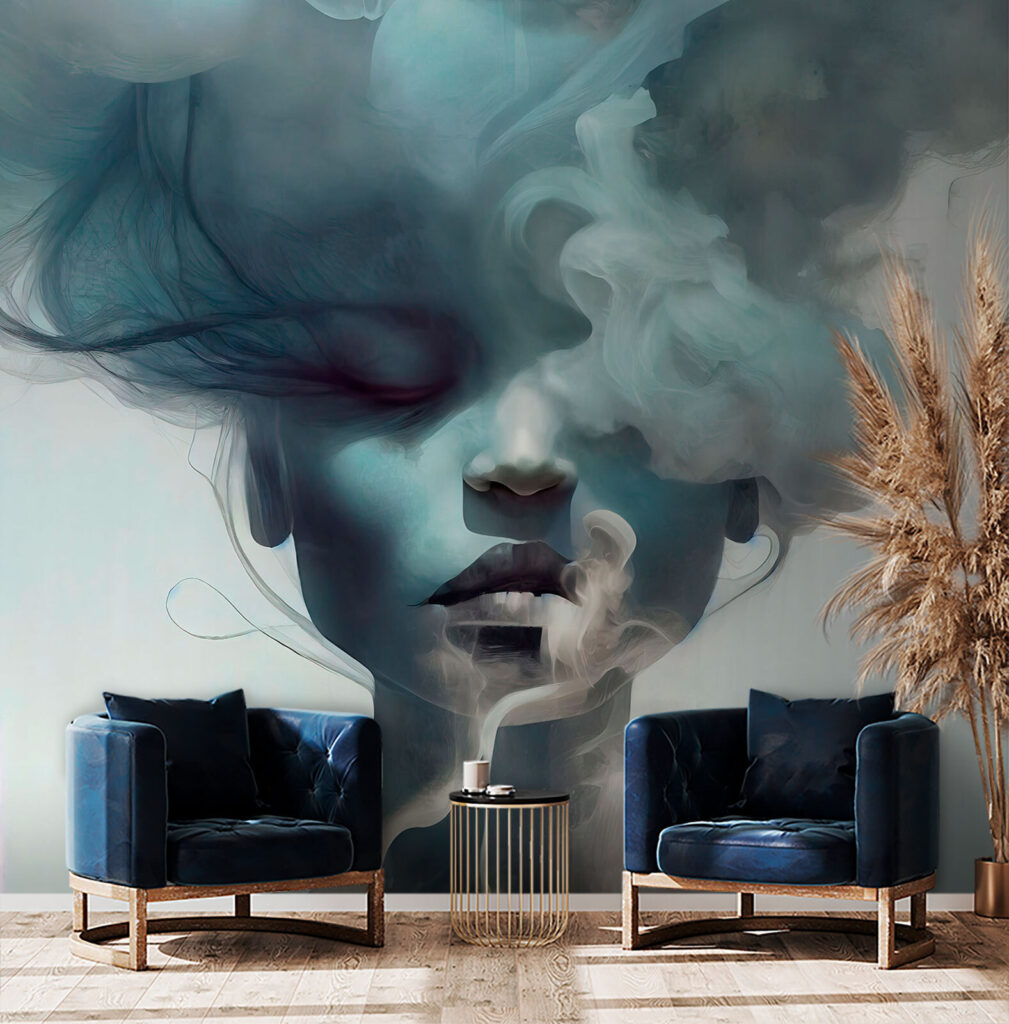 Rosto entre nuvens azuis — interior 3