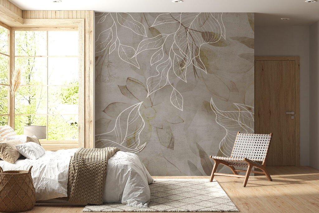 Folhas brancas sobre castanho — interior 4