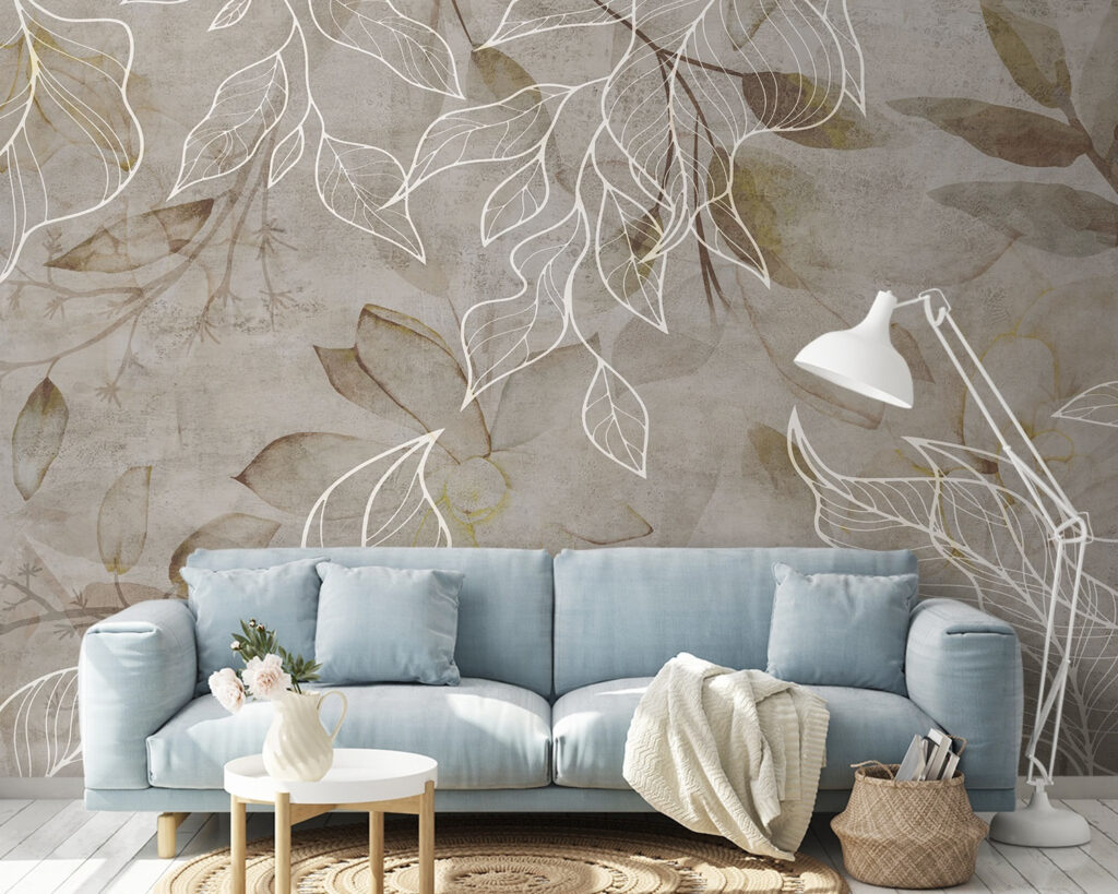 Folhas brancas sobre castanho — interior 2