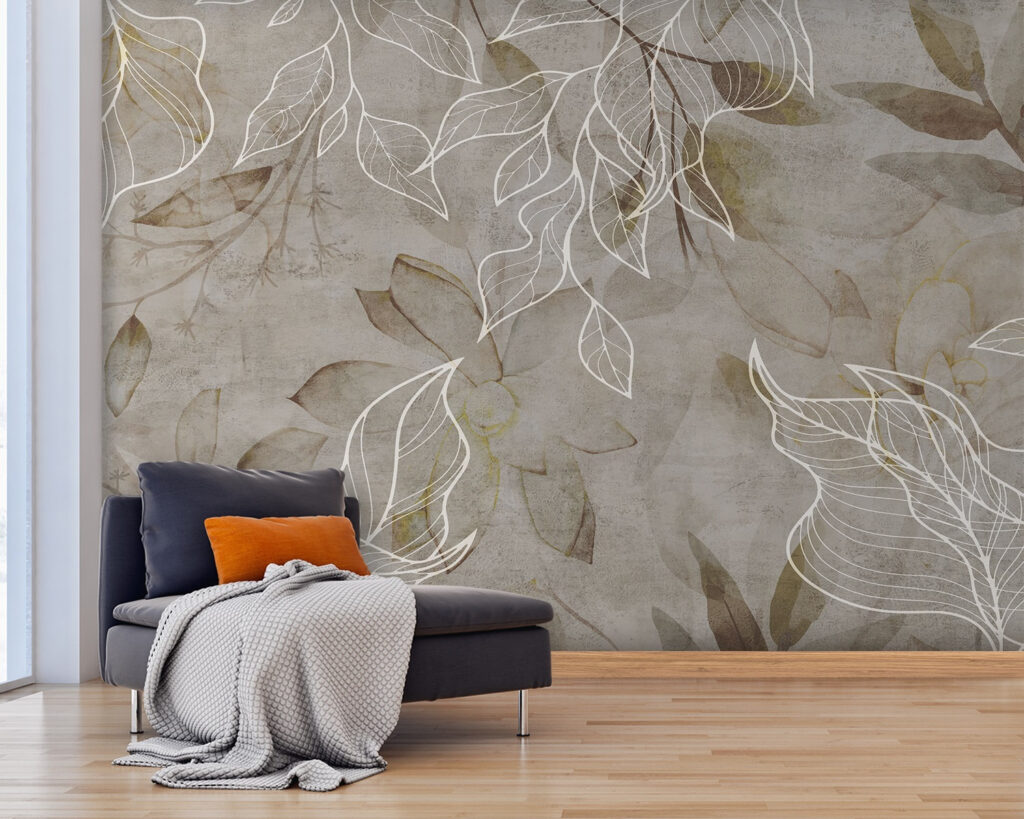 Folhas brancas sobre castanho — interior 3