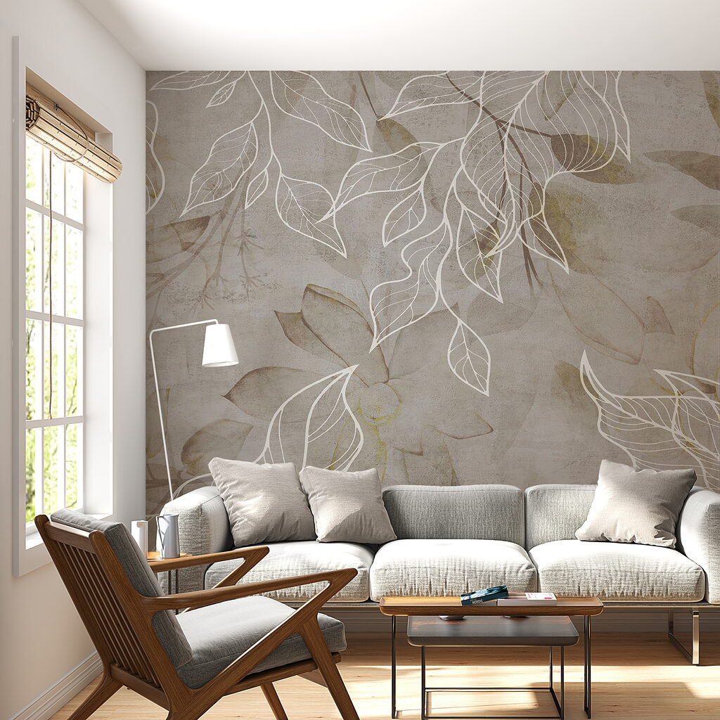 Folhas brancas sobre castanho — interior 5