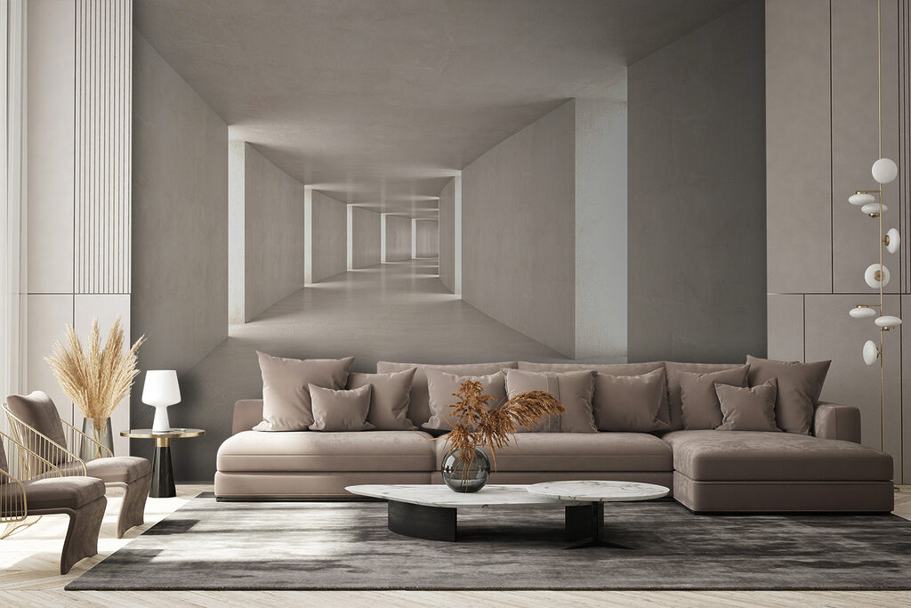 Corredor cinzento com luz — interior 4