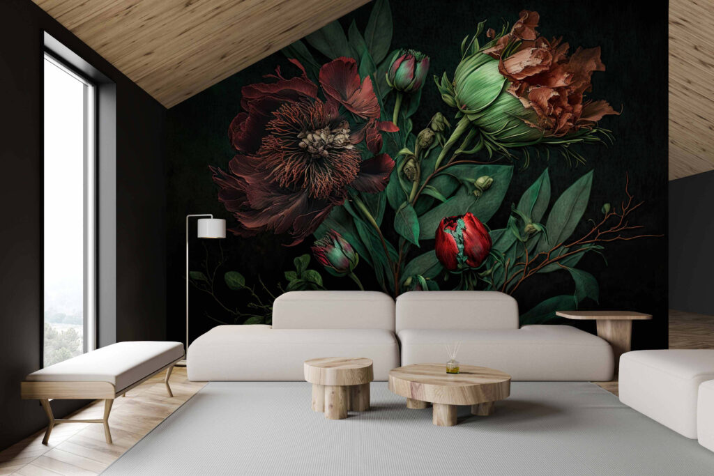Botões em vermelho-ferrugem — interior 2