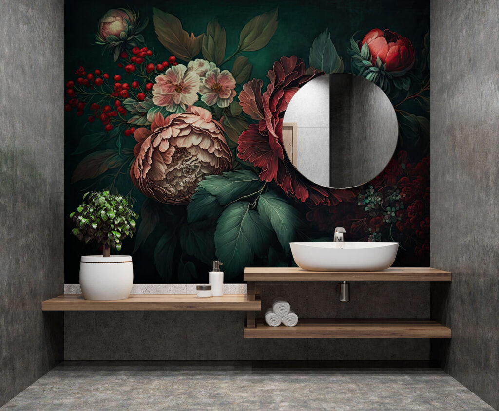 Ramo escuro com bagas — interior 1