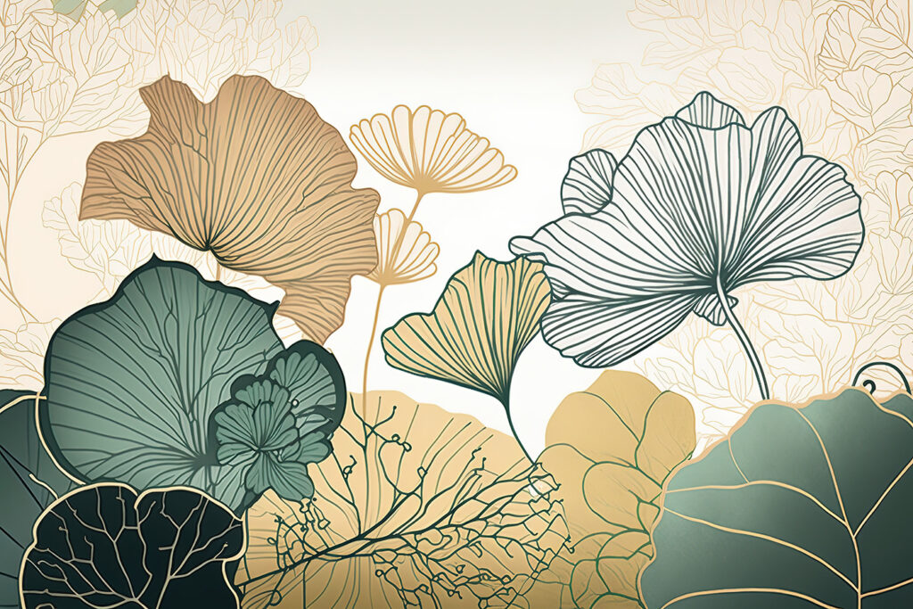 Leques de folhas coloridos — design completo