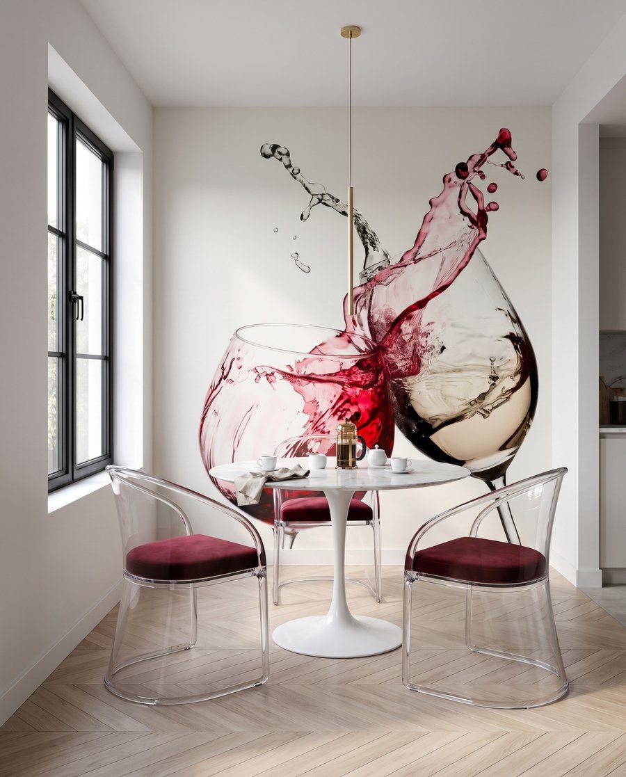 Vinho a salpicar num interior
