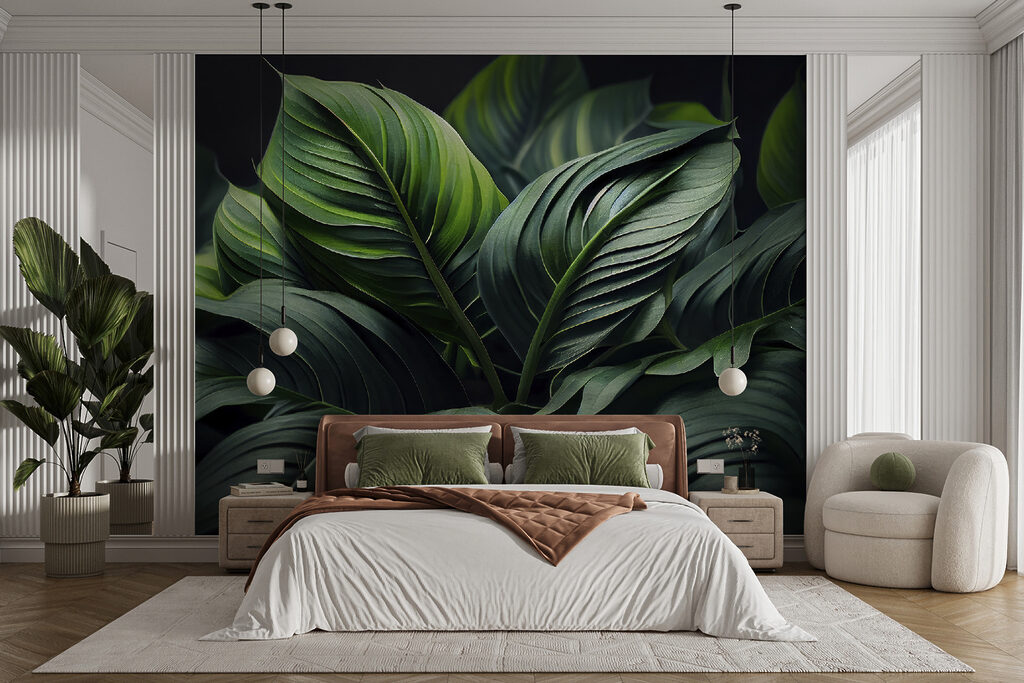 Folhas verde-escuras em leque — interior 4