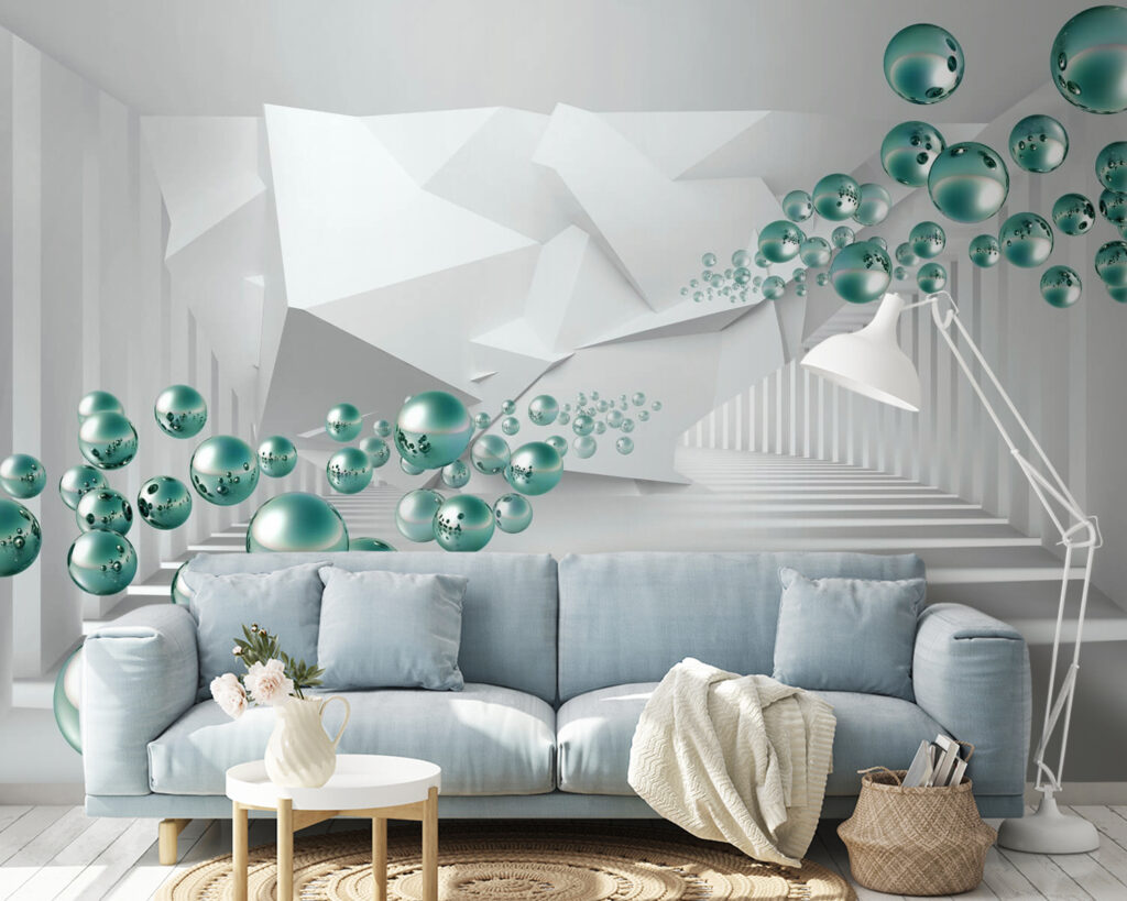 Esferas no corredor — interior 3