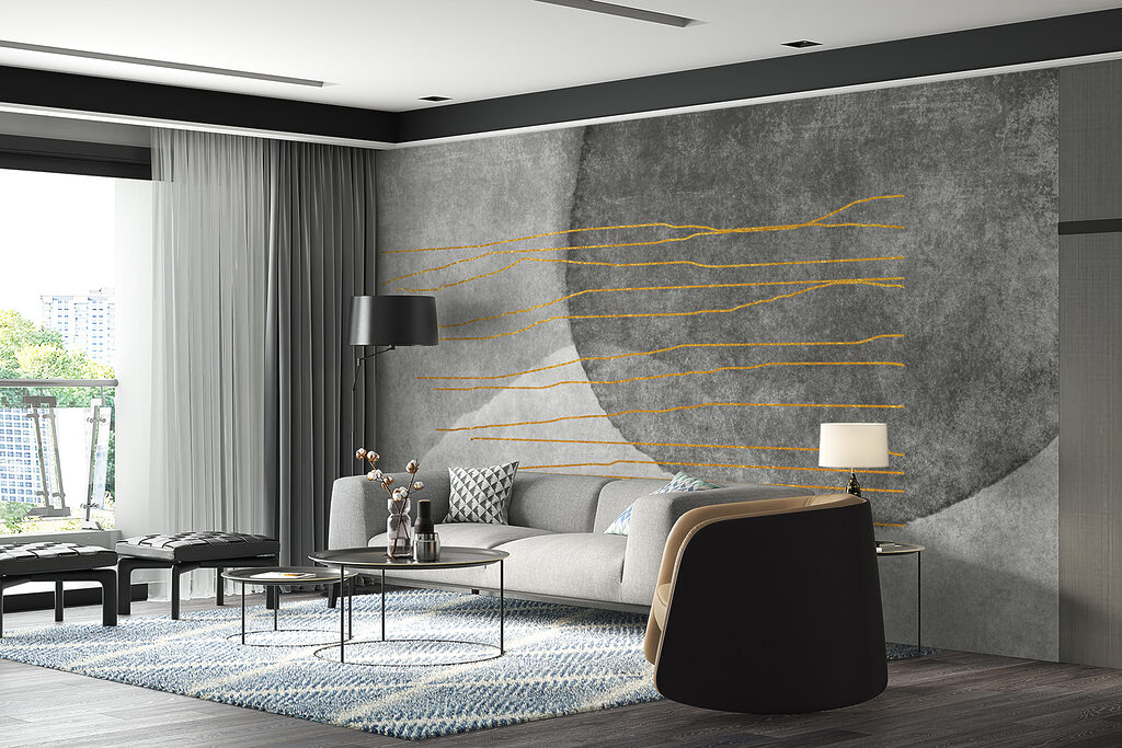 Linhas coloridas sobre curvas — interior 4