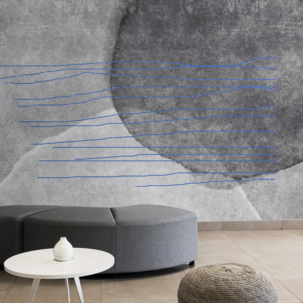 Linhas coloridas sobre curvas — interior 1