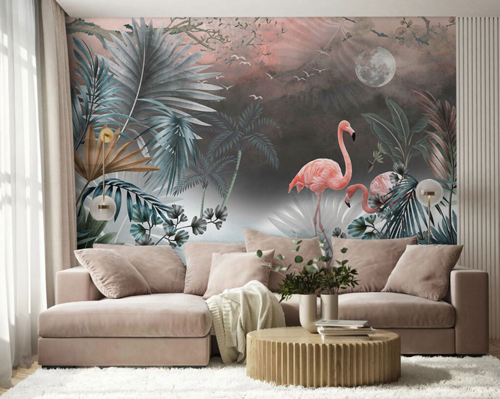 Flamingos em névoa turquesa — interior 2