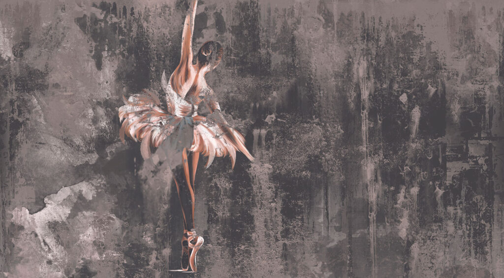 Bailarina em tinta gasta — design completo