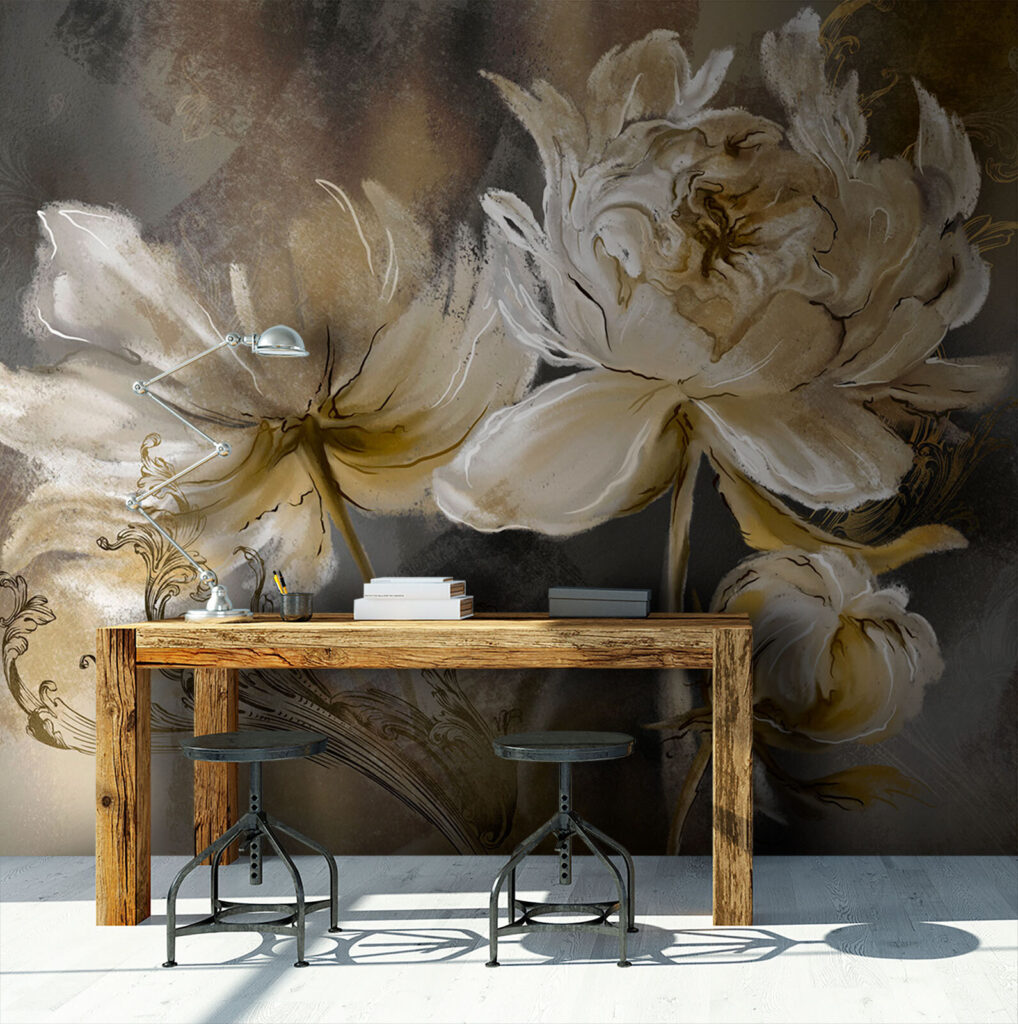 Flores creme em pinceladas — interior 1