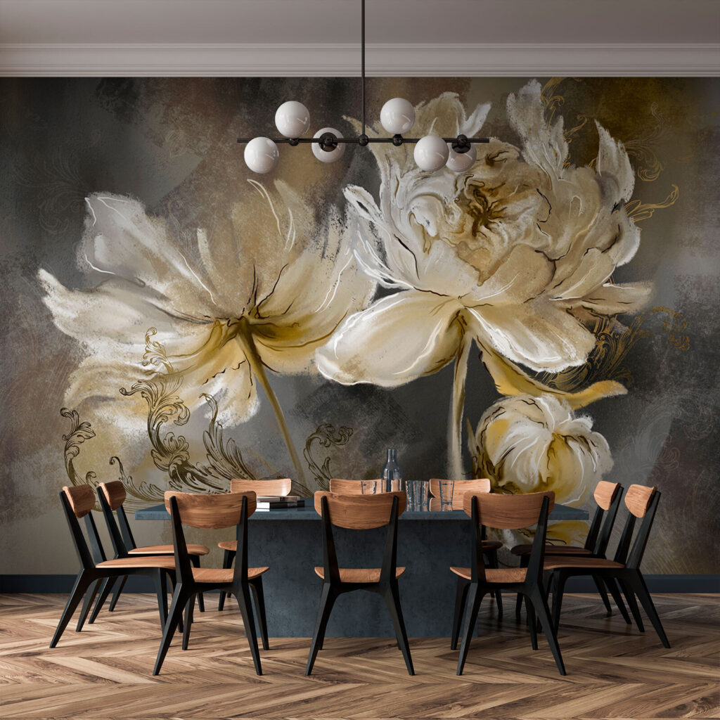 Flores creme em pinceladas — interior 3
