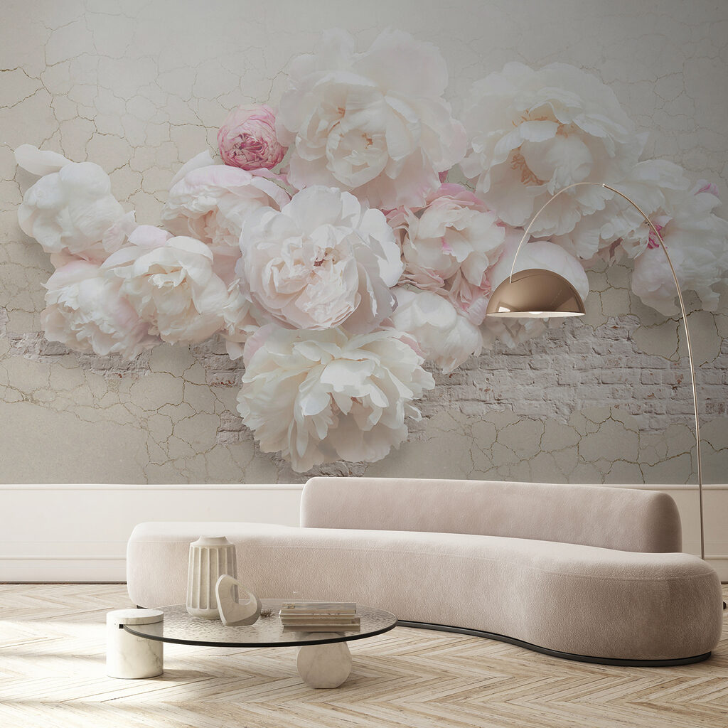 Rosas sobre branco rachado — interior 2