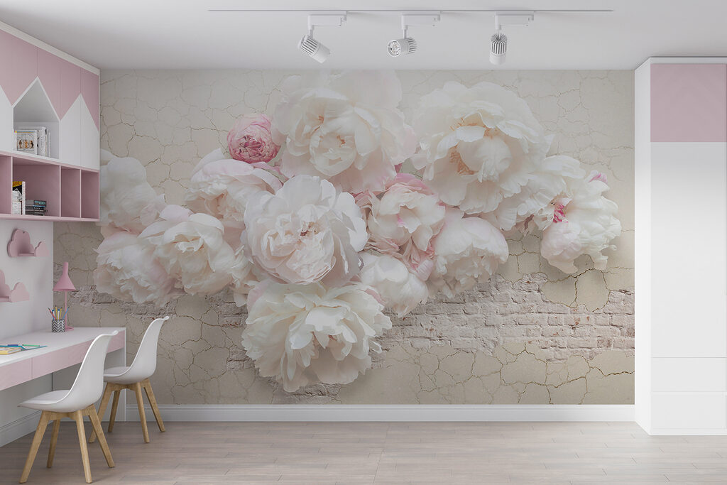 Rosas sobre branco rachado — interior 3